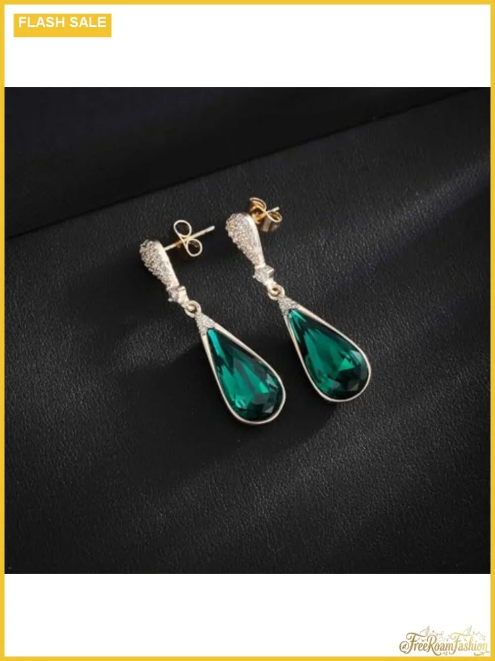 Austrian Crystal Teardrop Dangle Drop Earrings 14K Gold Plated